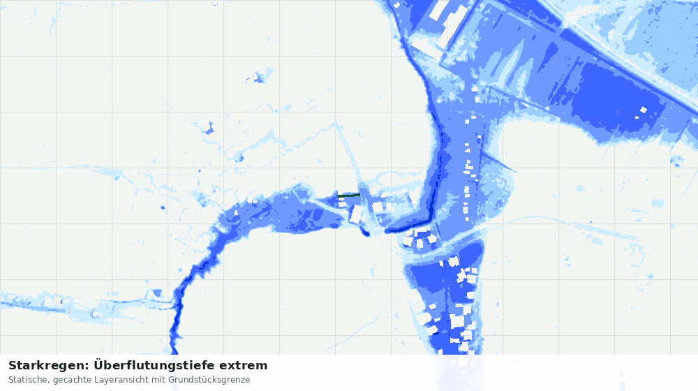 Statische Kartenansicht: Starkregen: Überflutungstiefe extrem
