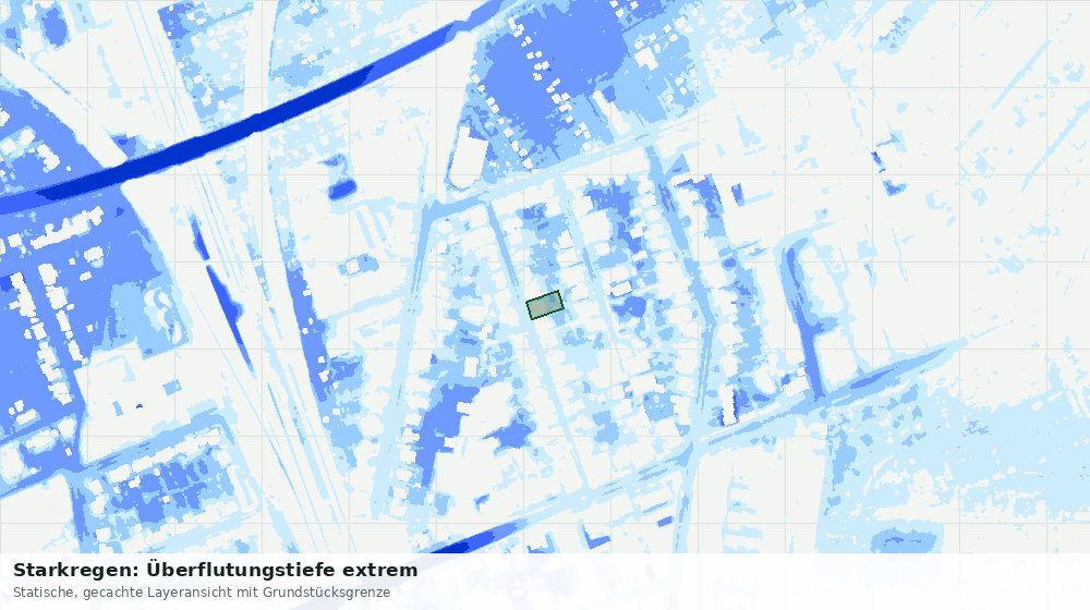 Statische Kartenansicht: Starkregen: Überflutungstiefe extrem
