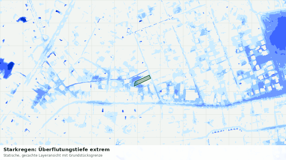 Statische Kartenansicht: Starkregen: Überflutungstiefe extrem
