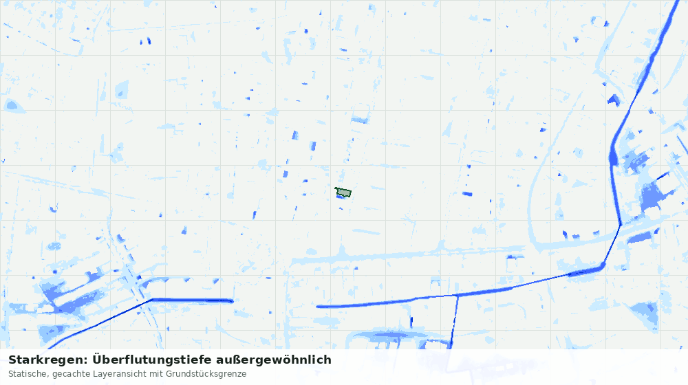 Statische Kartenansicht: Starkregen: Überflutungstiefe außergewöhnlich