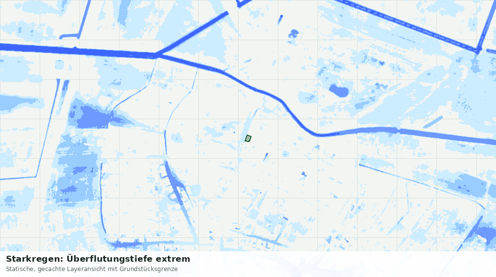 Statische Kartenansicht: Starkregen: Überflutungstiefe extrem