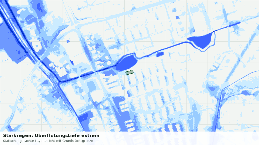 Statische Kartenansicht: Starkregen: Überflutungstiefe extrem