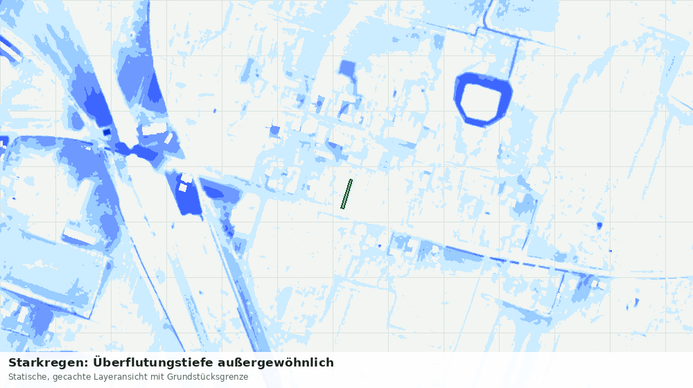 Statische Kartenansicht: Starkregen: Überflutungstiefe außergewöhnlich