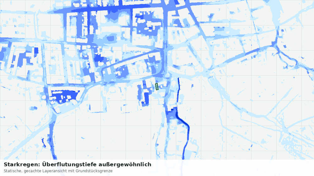 Statische Kartenansicht: Starkregen: Überflutungstiefe außergewöhnlich