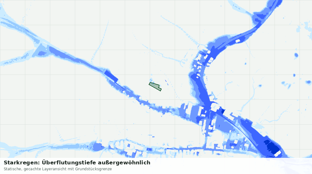 Statische Kartenansicht: Starkregen: Überflutungstiefe außergewöhnlich