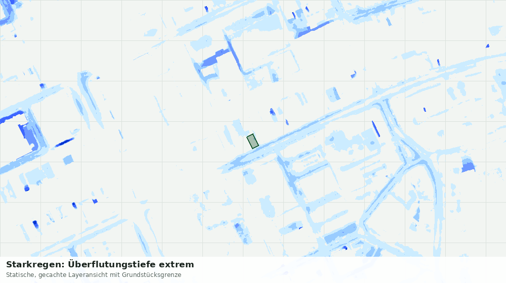 Statische Kartenansicht: Starkregen: Überflutungstiefe extrem