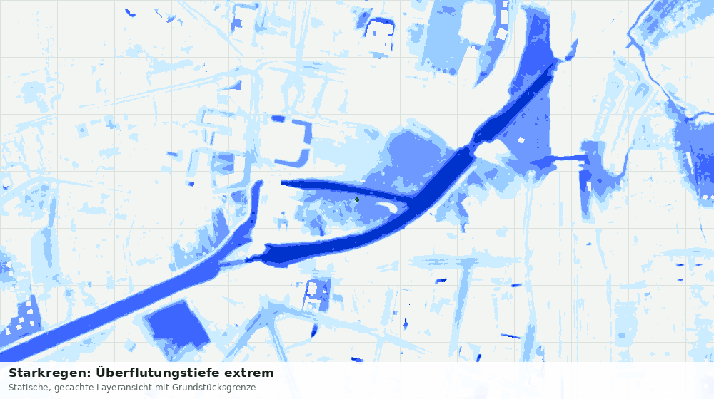 Statische Kartenansicht: Starkregen: Überflutungstiefe extrem