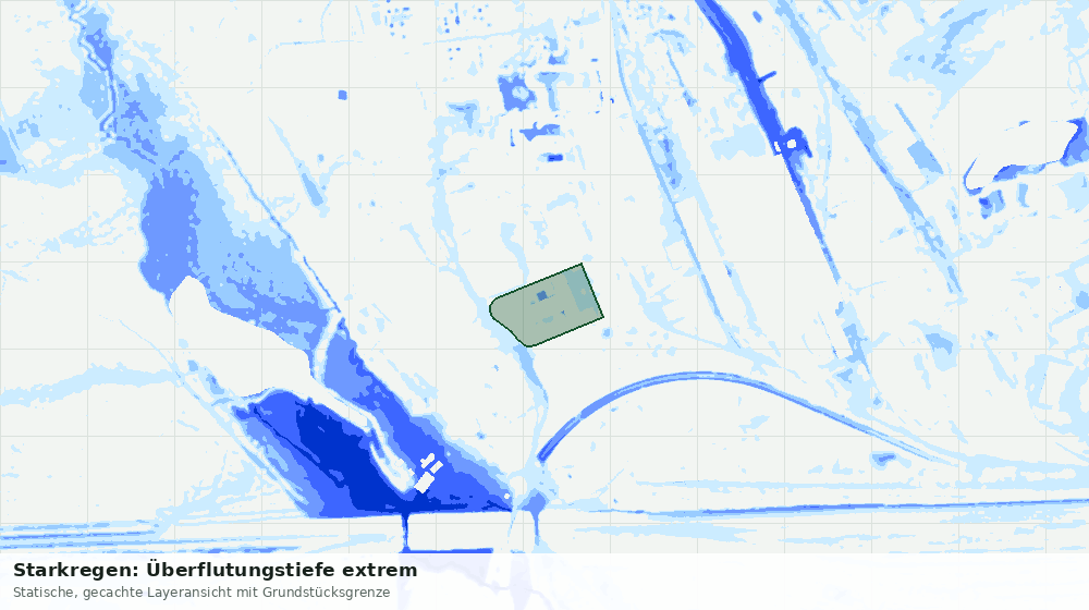 Statische Kartenansicht: Starkregen: Überflutungstiefe extrem