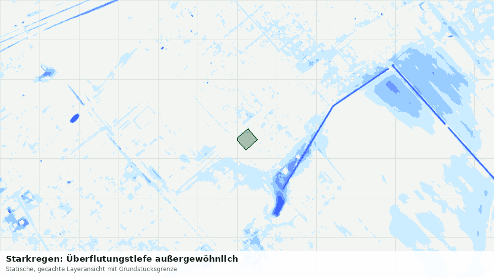 Statische Kartenansicht: Starkregen: Überflutungstiefe außergewöhnlich