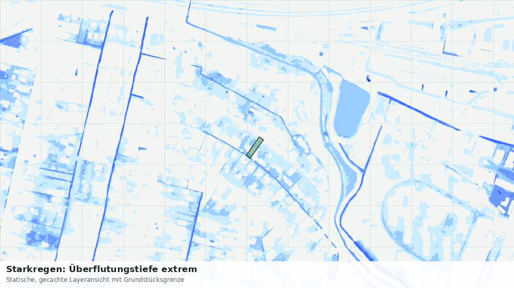 Statische Kartenansicht: Starkregen: Überflutungstiefe extrem