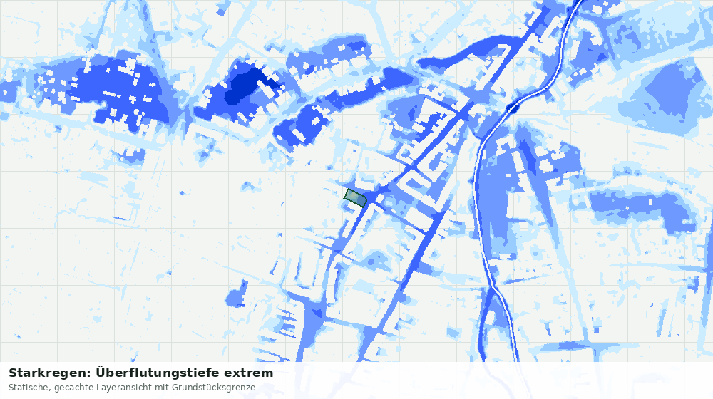 Statische Kartenansicht: Starkregen: Überflutungstiefe extrem