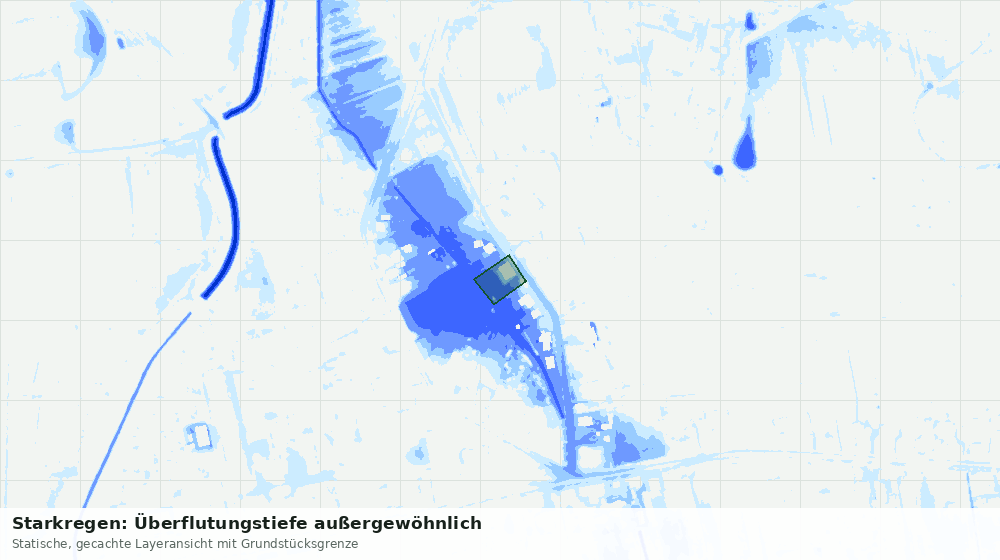 Statische Kartenansicht: Starkregen: Überflutungstiefe außergewöhnlich