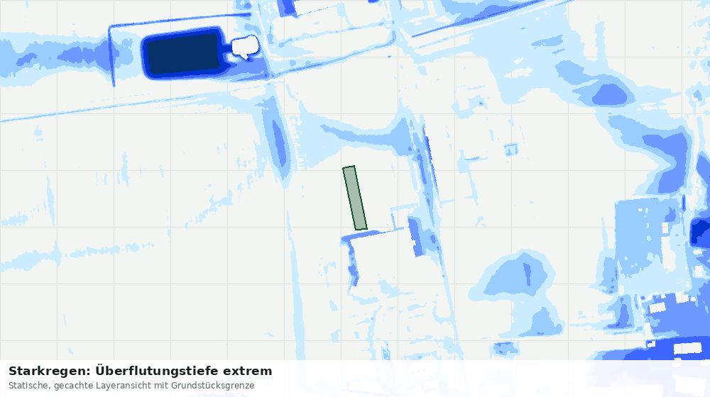 Statische Kartenansicht: Starkregen: Überflutungstiefe extrem