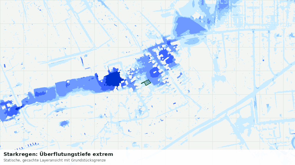 Statische Kartenansicht: Starkregen: Überflutungstiefe extrem