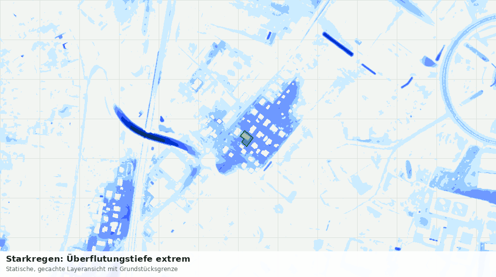 Statische Kartenansicht: Starkregen: Überflutungstiefe extrem