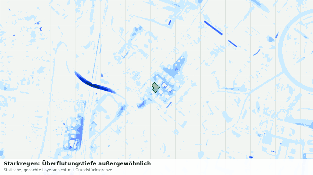 Statische Kartenansicht: Starkregen: Überflutungstiefe außergewöhnlich