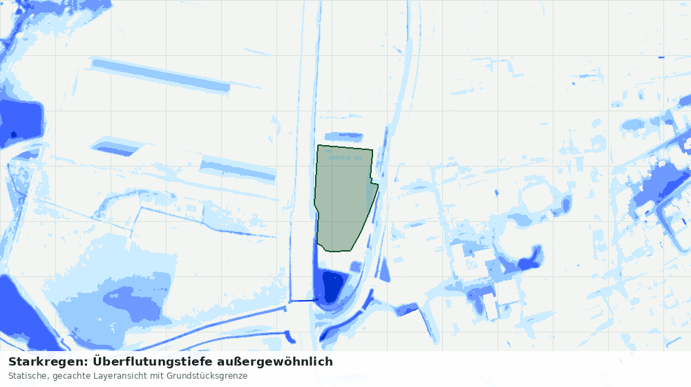 Statische Kartenansicht: Starkregen: Überflutungstiefe außergewöhnlich