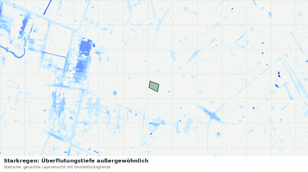Statische Kartenansicht: Starkregen: Überflutungstiefe außergewöhnlich