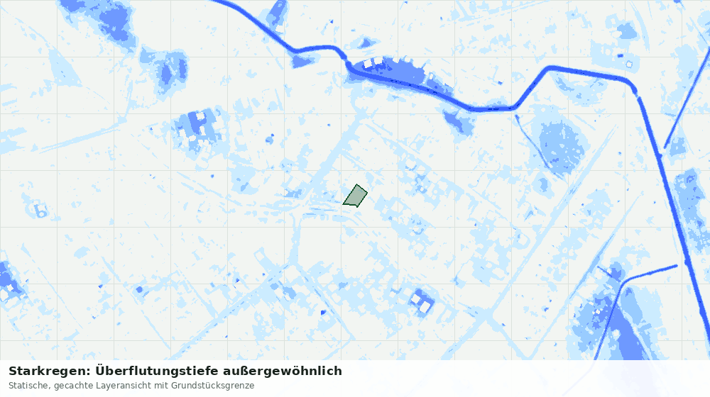 Statische Kartenansicht: Starkregen: Überflutungstiefe außergewöhnlich