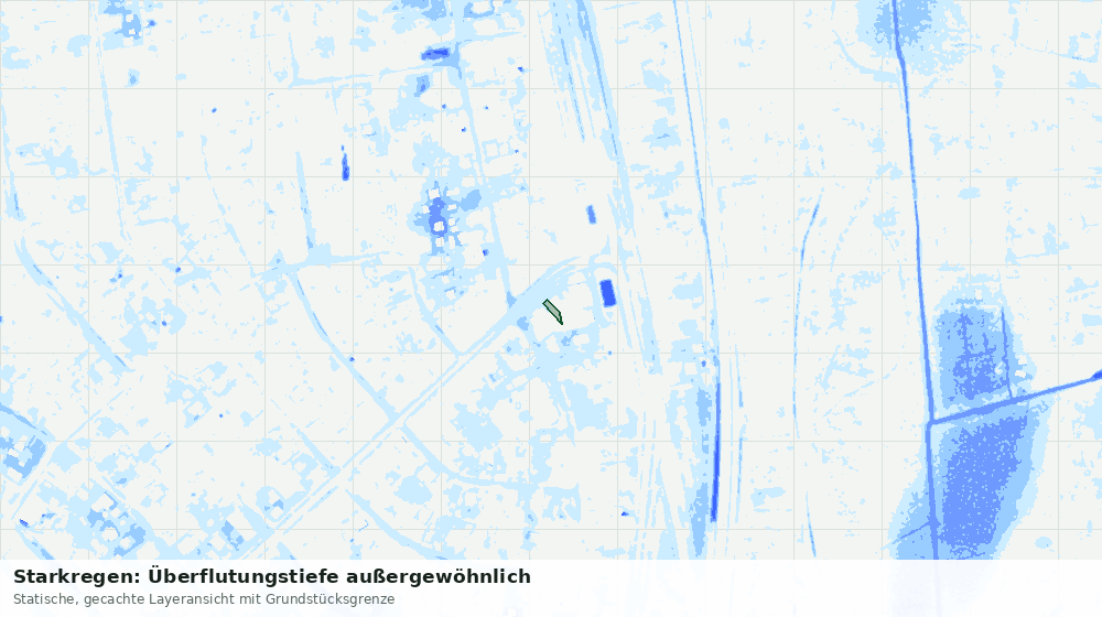 Statische Kartenansicht: Starkregen: Überflutungstiefe außergewöhnlich