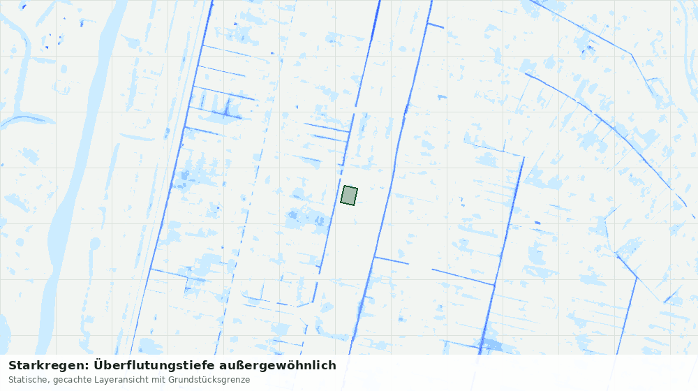 Statische Kartenansicht: Starkregen: Überflutungstiefe außergewöhnlich