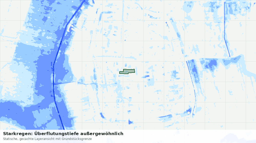 Statische Kartenansicht: Starkregen: Überflutungstiefe außergewöhnlich