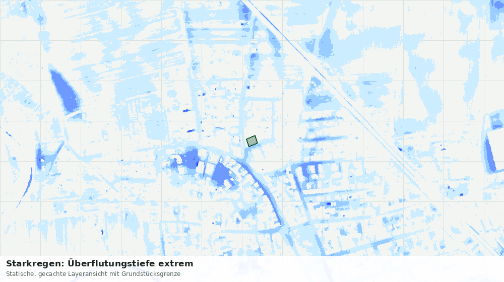 Statische Kartenansicht: Starkregen: Überflutungstiefe extrem