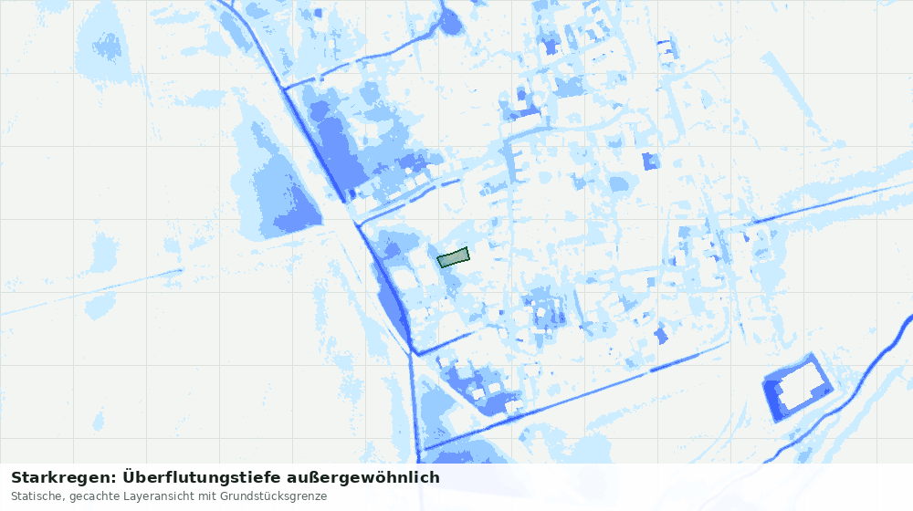 Statische Kartenansicht: Starkregen: Überflutungstiefe außergewöhnlich