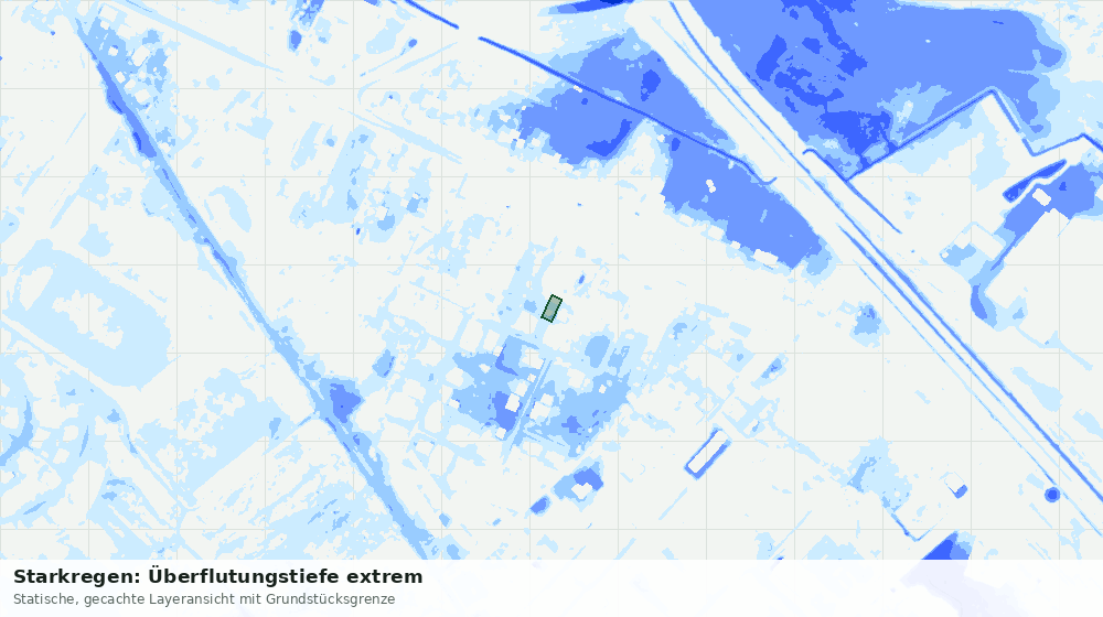 Statische Kartenansicht: Starkregen: Überflutungstiefe extrem