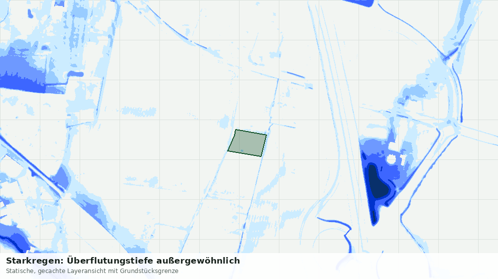 Statische Kartenansicht: Starkregen: Überflutungstiefe außergewöhnlich