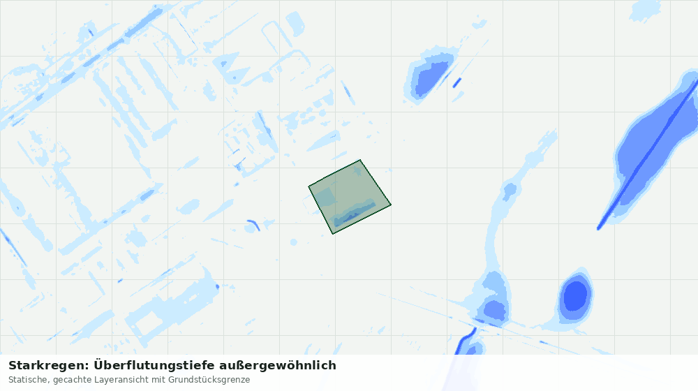Statische Kartenansicht: Starkregen: Überflutungstiefe außergewöhnlich