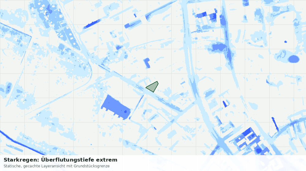 Statische Kartenansicht: Starkregen: Überflutungstiefe extrem