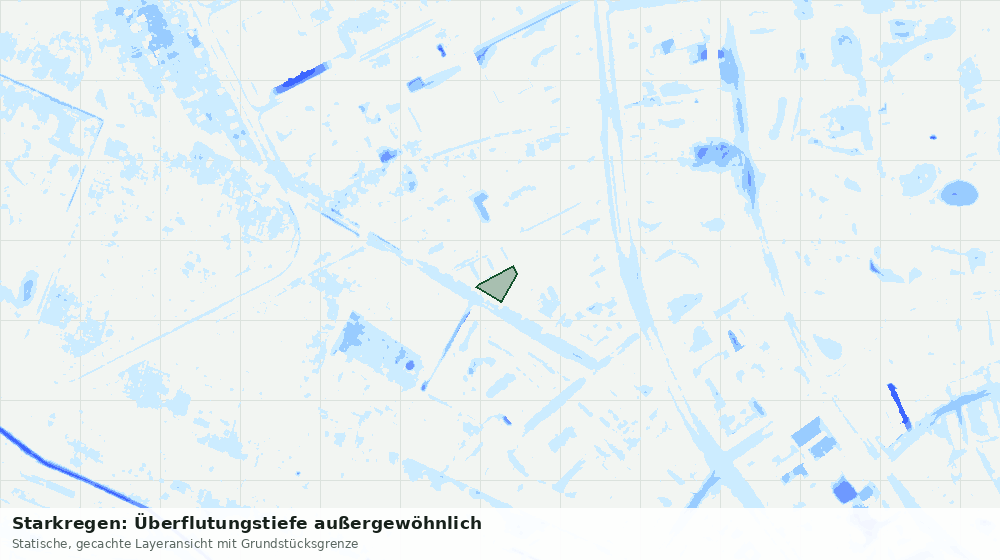 Statische Kartenansicht: Starkregen: Überflutungstiefe außergewöhnlich