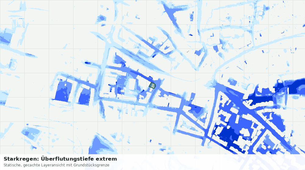 Statische Kartenansicht: Starkregen: Überflutungstiefe extrem
