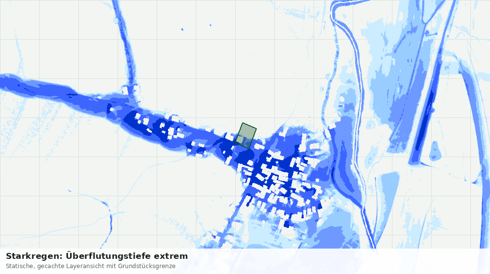 Statische Kartenansicht: Starkregen: Überflutungstiefe extrem