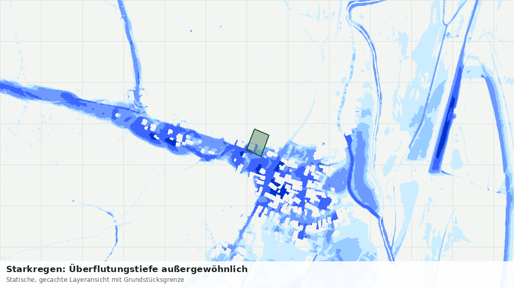 Statische Kartenansicht: Starkregen: Überflutungstiefe außergewöhnlich