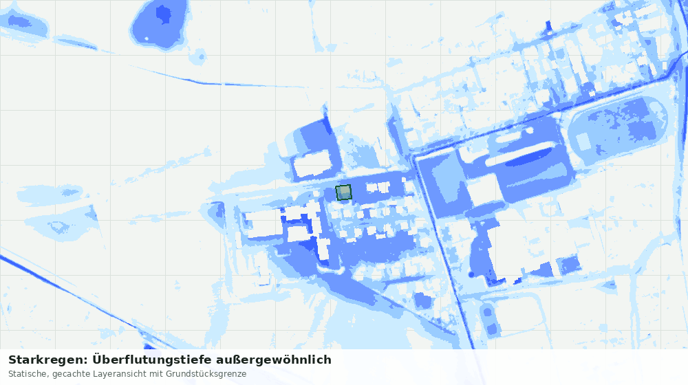 Statische Kartenansicht: Starkregen: Überflutungstiefe außergewöhnlich