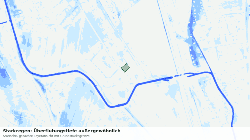 Statische Kartenansicht: Starkregen: Überflutungstiefe außergewöhnlich