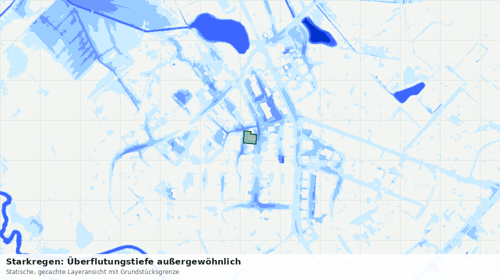 Statische Kartenansicht: Starkregen: Überflutungstiefe außergewöhnlich