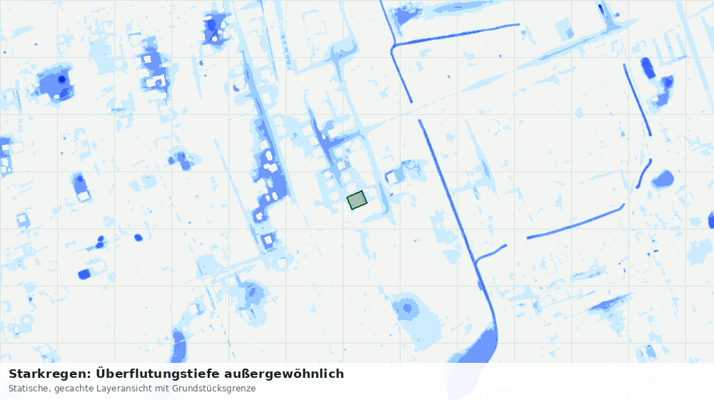 Statische Kartenansicht: Starkregen: Überflutungstiefe außergewöhnlich