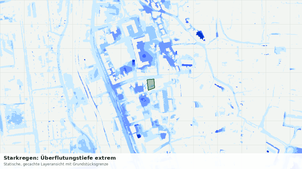 Statische Kartenansicht: Starkregen: Überflutungstiefe extrem