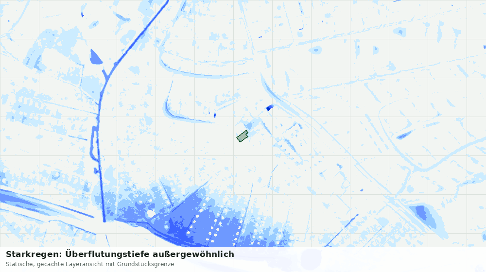 Statische Kartenansicht: Starkregen: Überflutungstiefe außergewöhnlich
