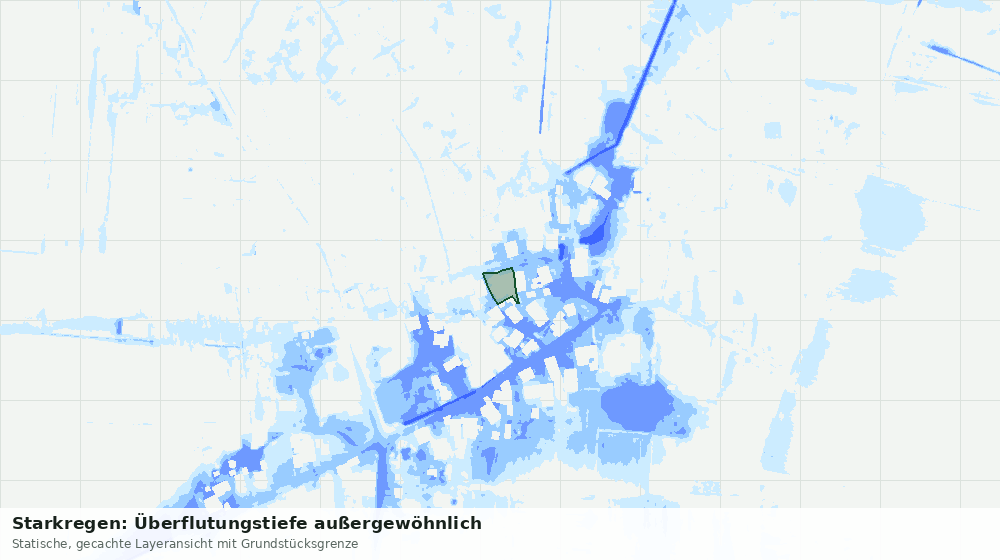Statische Kartenansicht: Starkregen: Überflutungstiefe außergewöhnlich