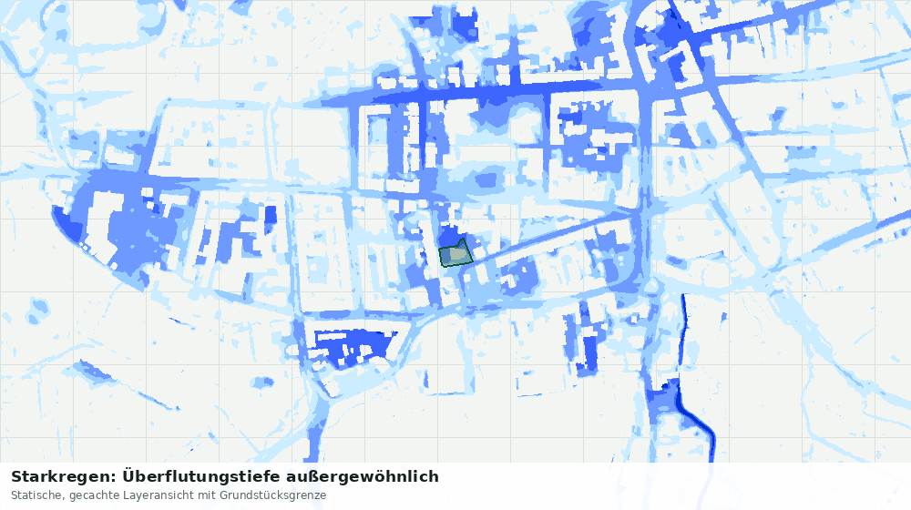 Statische Kartenansicht: Starkregen: Überflutungstiefe außergewöhnlich
