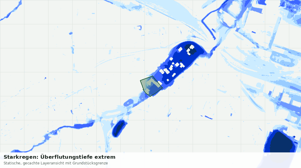 Statische Kartenansicht: Starkregen: Überflutungstiefe extrem