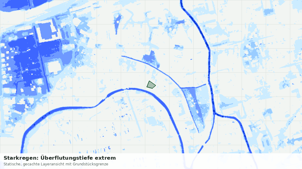 Statische Kartenansicht: Starkregen: Überflutungstiefe extrem