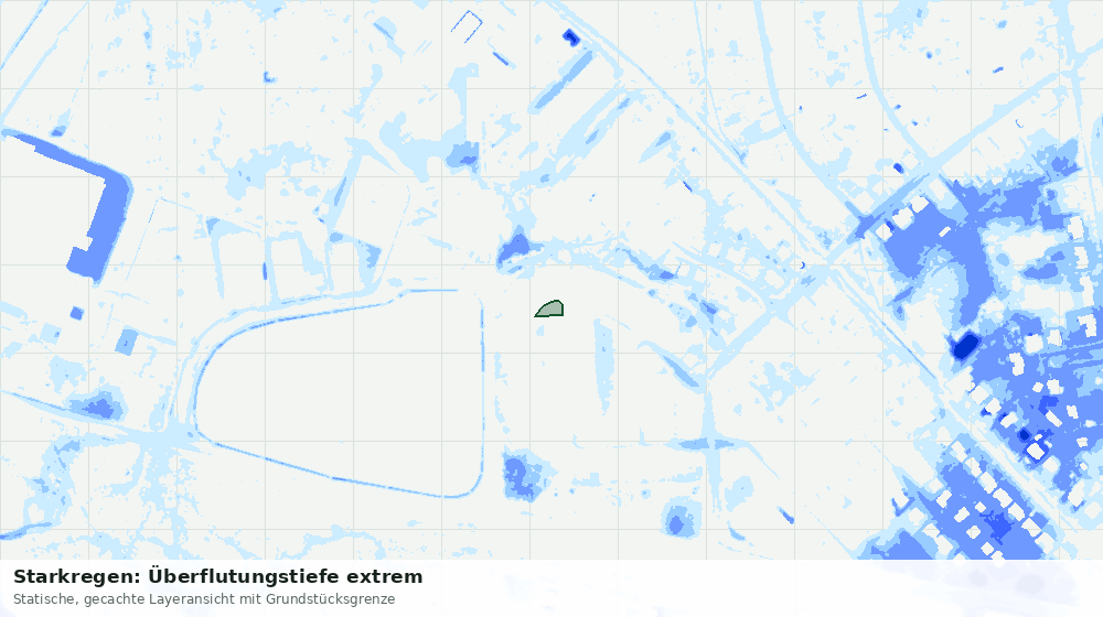 Statische Kartenansicht: Starkregen: Überflutungstiefe extrem