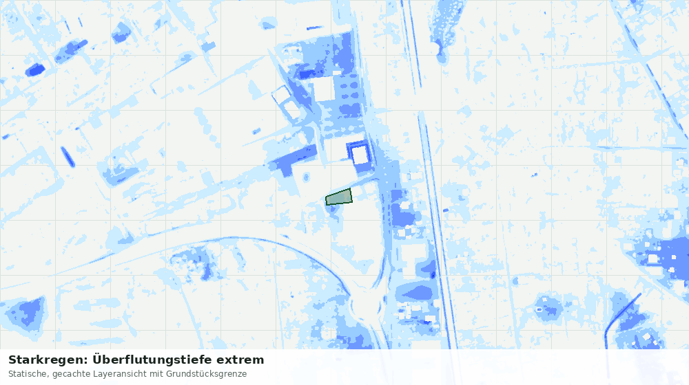 Statische Kartenansicht: Starkregen: Überflutungstiefe extrem