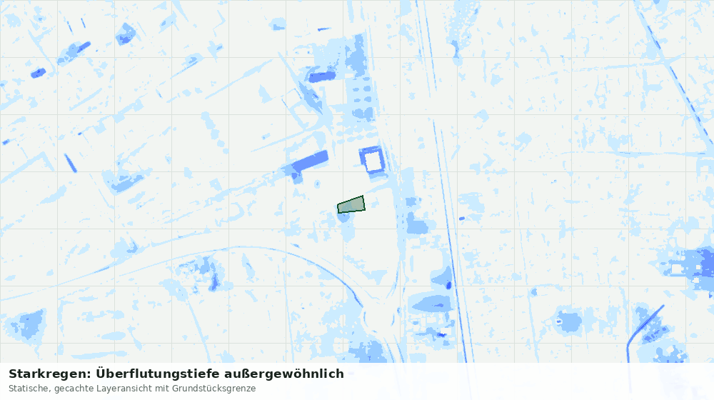 Statische Kartenansicht: Starkregen: Überflutungstiefe außergewöhnlich