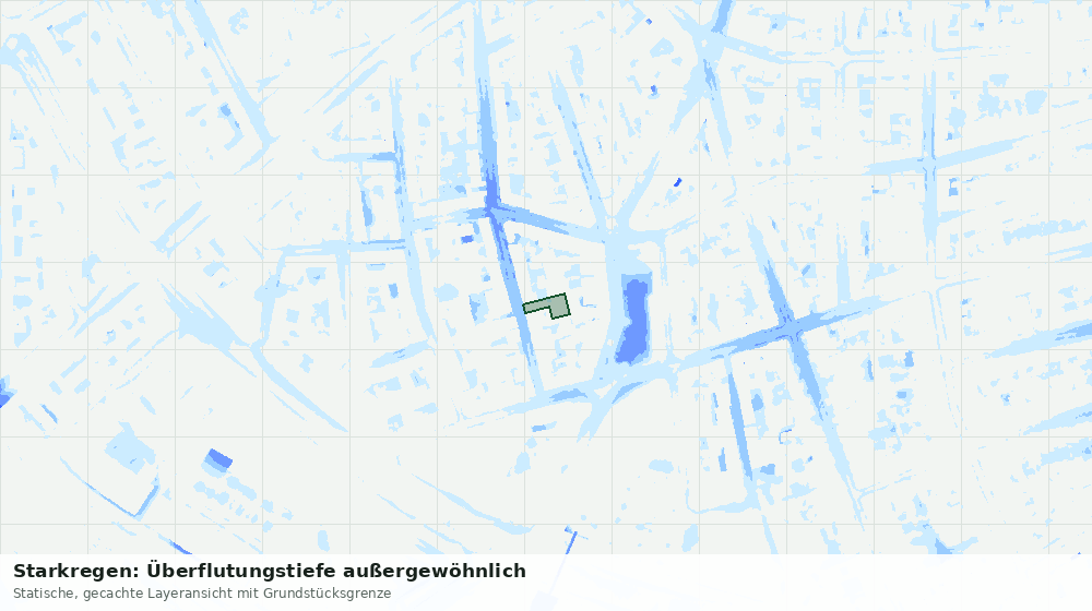 Statische Kartenansicht: Starkregen: Überflutungstiefe außergewöhnlich